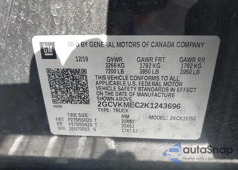 2019 Chevrolet Silverado 1500 Ld Silverado Custom from USA, damaged, VIN 2GCVKMEC2K1243696